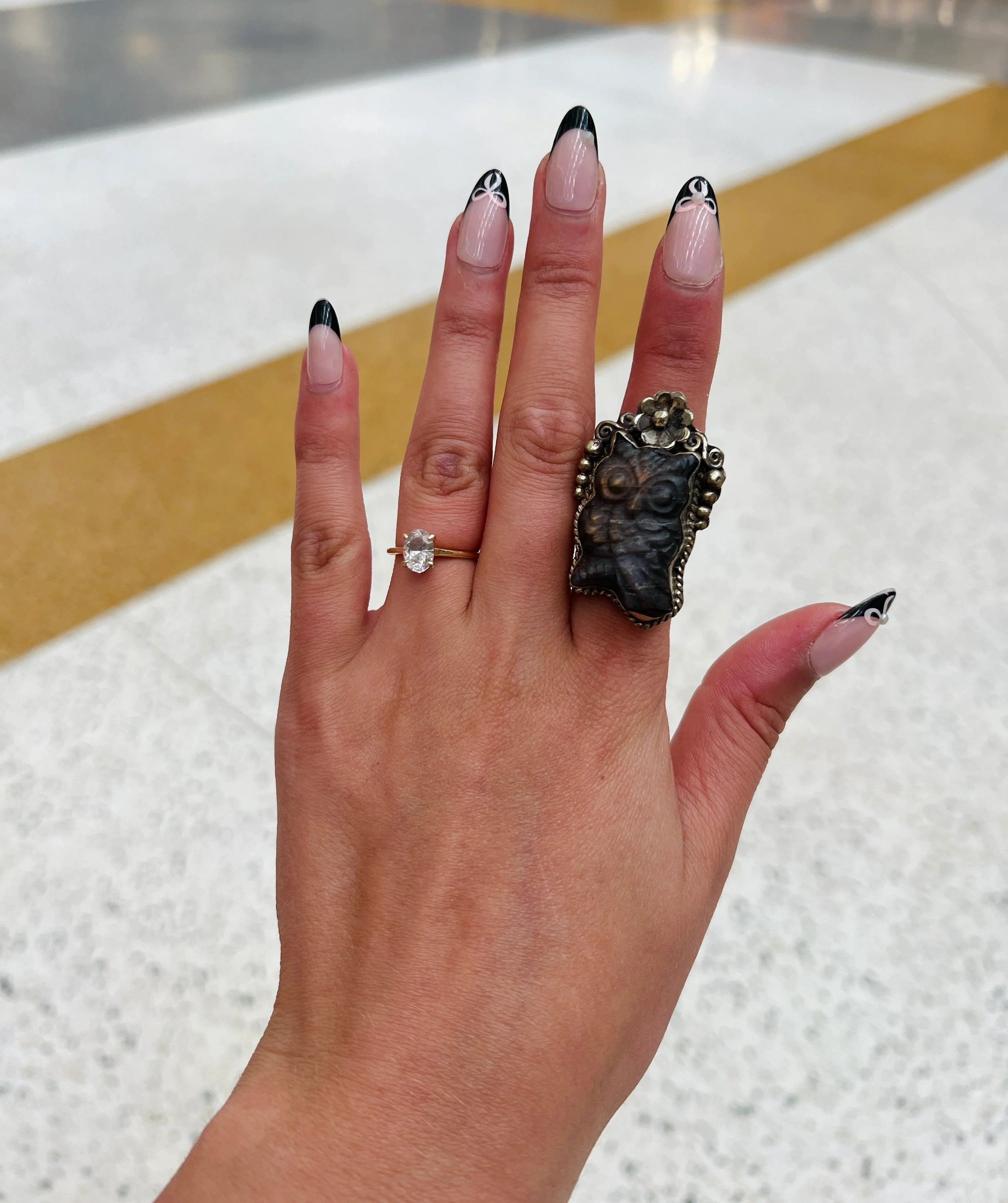 Labradorite Owl Tibetan Silver Adjustable Ring on Simply Obsessed