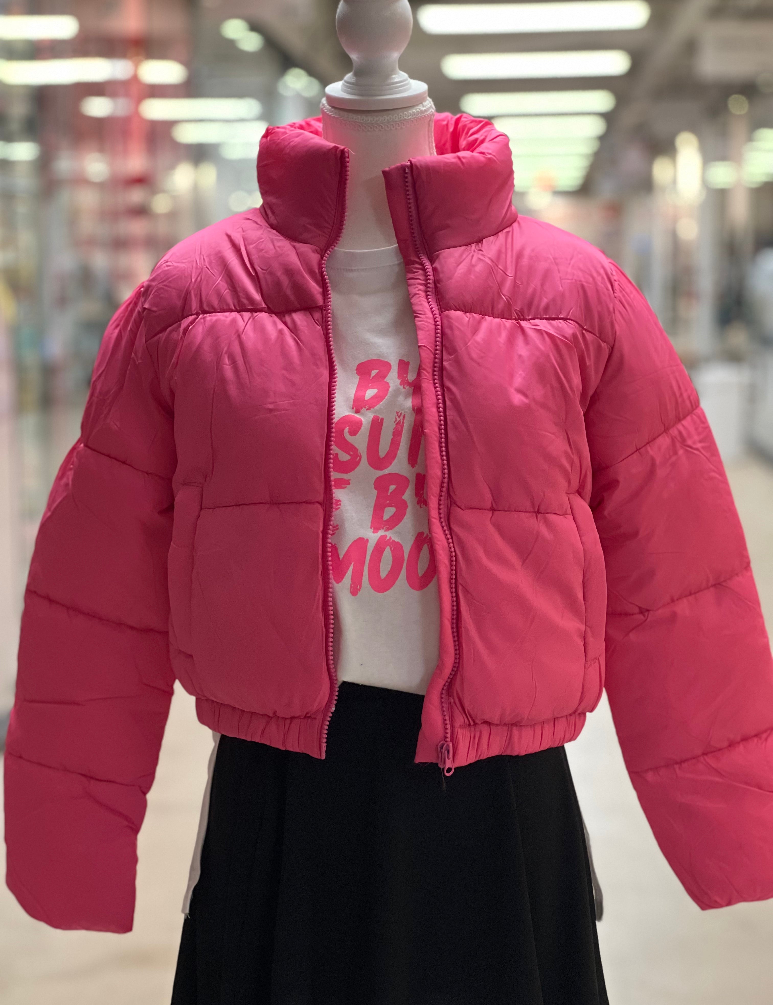 Laci's Favorite Cropped Pink Puffer on Simply Obsessed