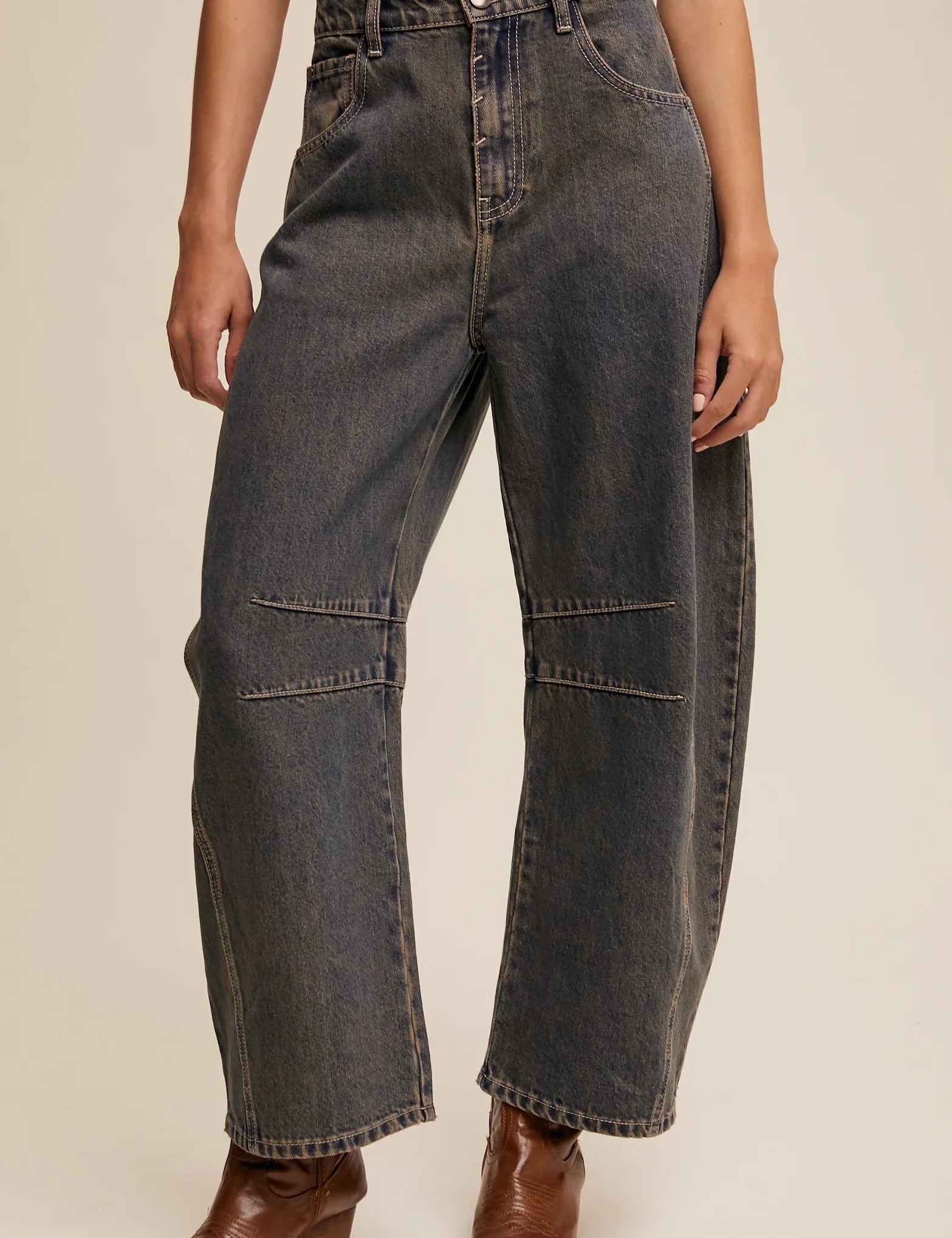 LISTICLE Baggy Barrel Jeans - DARK DENIM on Simply Obsessed