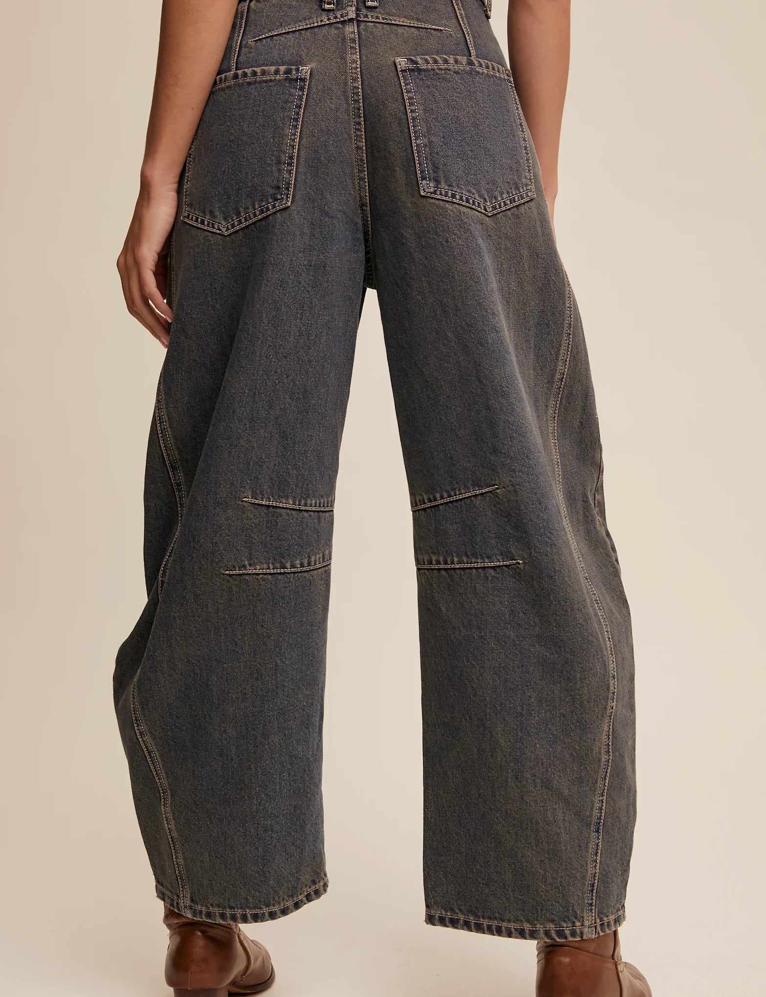 LISTICLE Baggy Barrel Jeans - DARK DENIM on Simply Obsessed