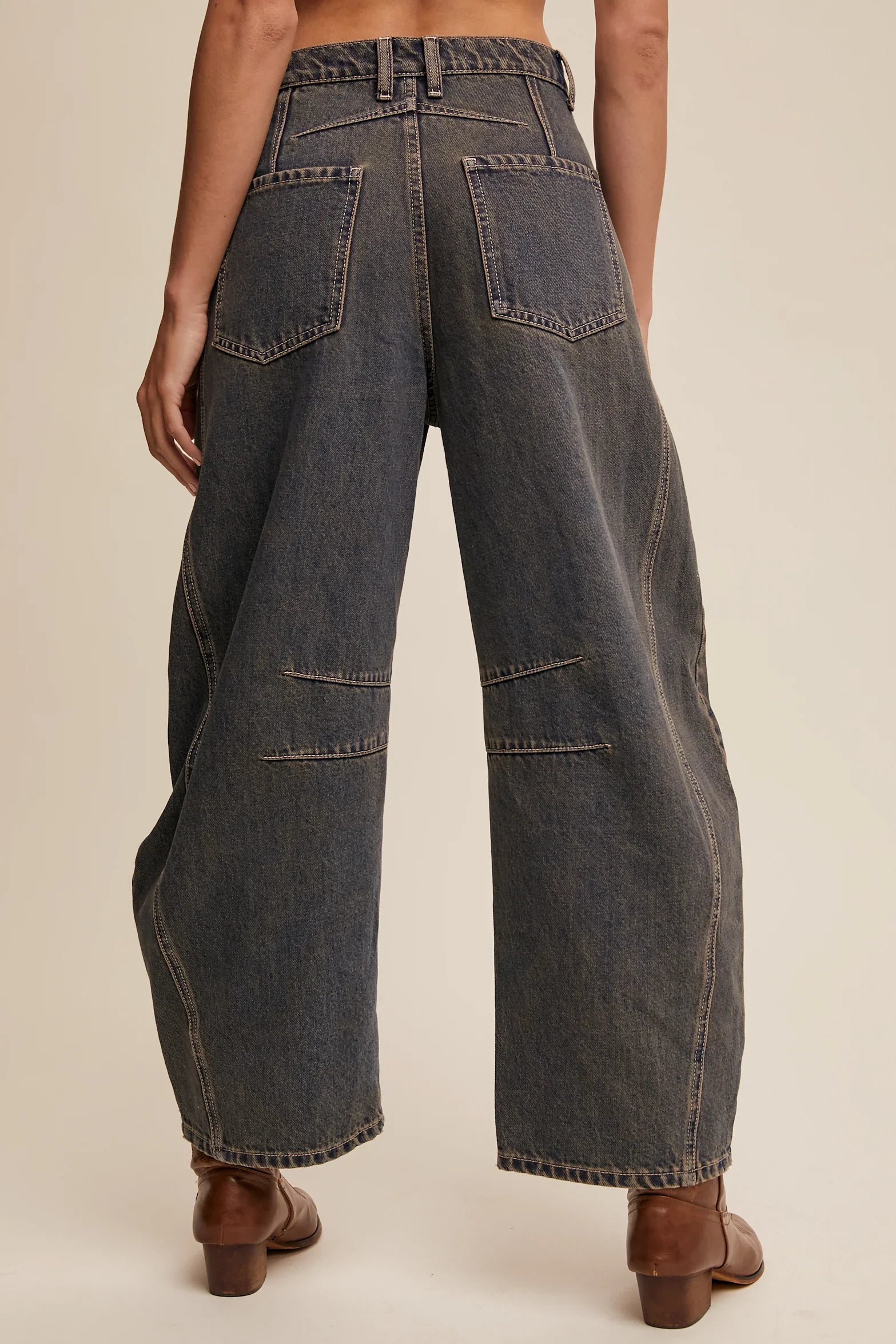 LISTICLE Baggy Barrel Jeans - DARK DENIM on Simply Obsessed
