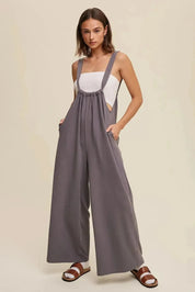 LISTICLE Drawstring Loose Fit Knit Jumpsuit - Grey on Simply Obsessed