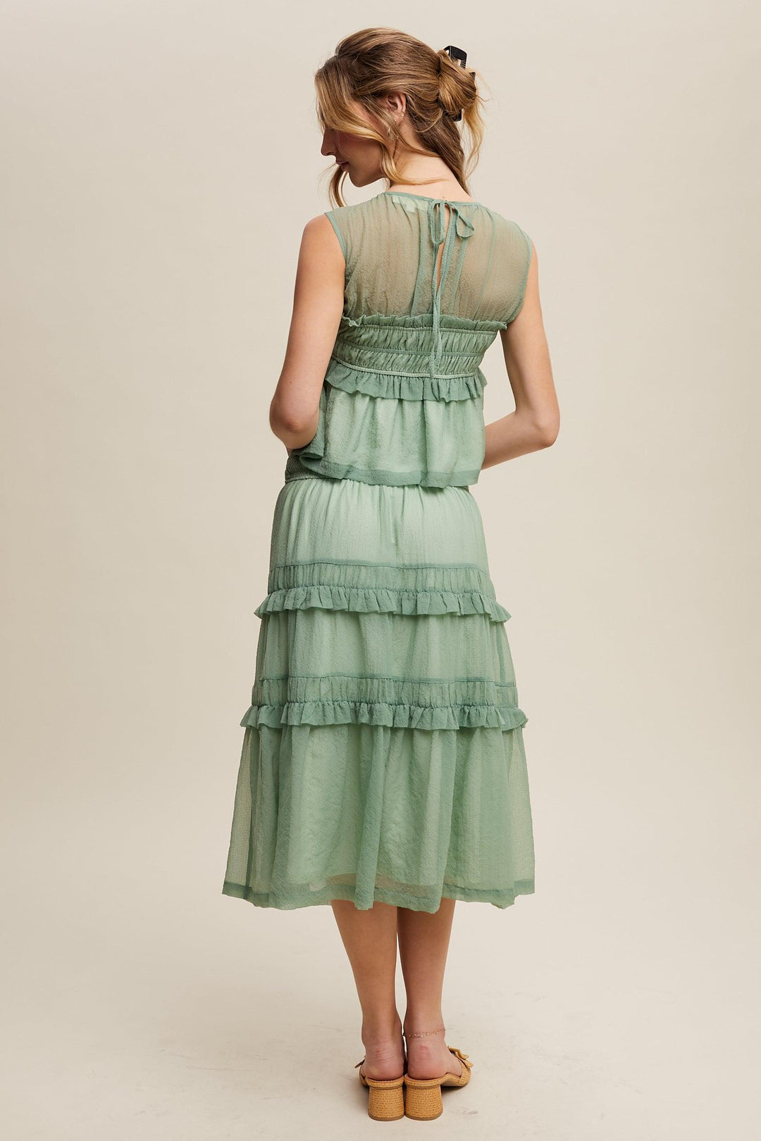 LISTICLE Peplum Top and Smocked Ruffle Tiered Skirt Set on Simply Obsessed