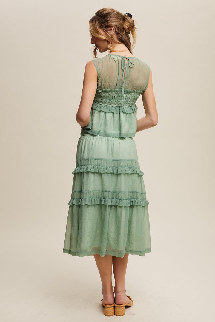 LISTICLE Peplum Top and Smocked Ruffle Tiered Skirt Set on Simply Obsessed