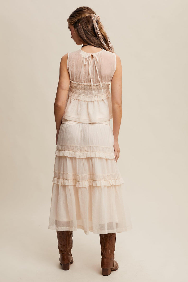LISTICLE Peplum Top and Smocked Ruffle Tiered Skirt Set on Simply Obsessed