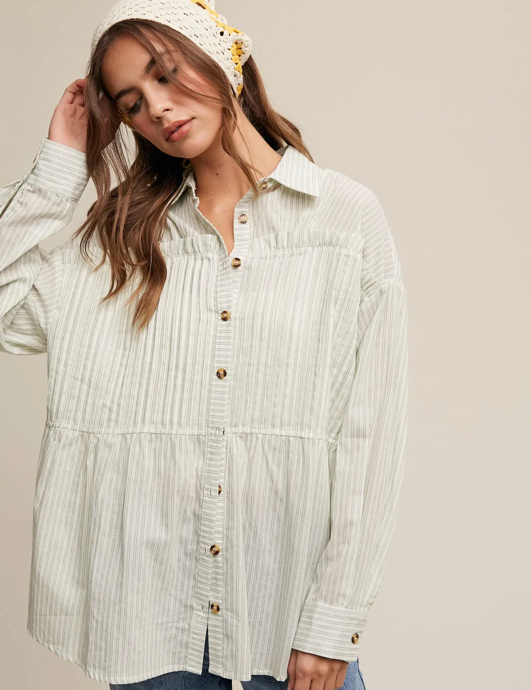 LISTICLE Pinstripe Button Up Shirt on Simply Obsessed
