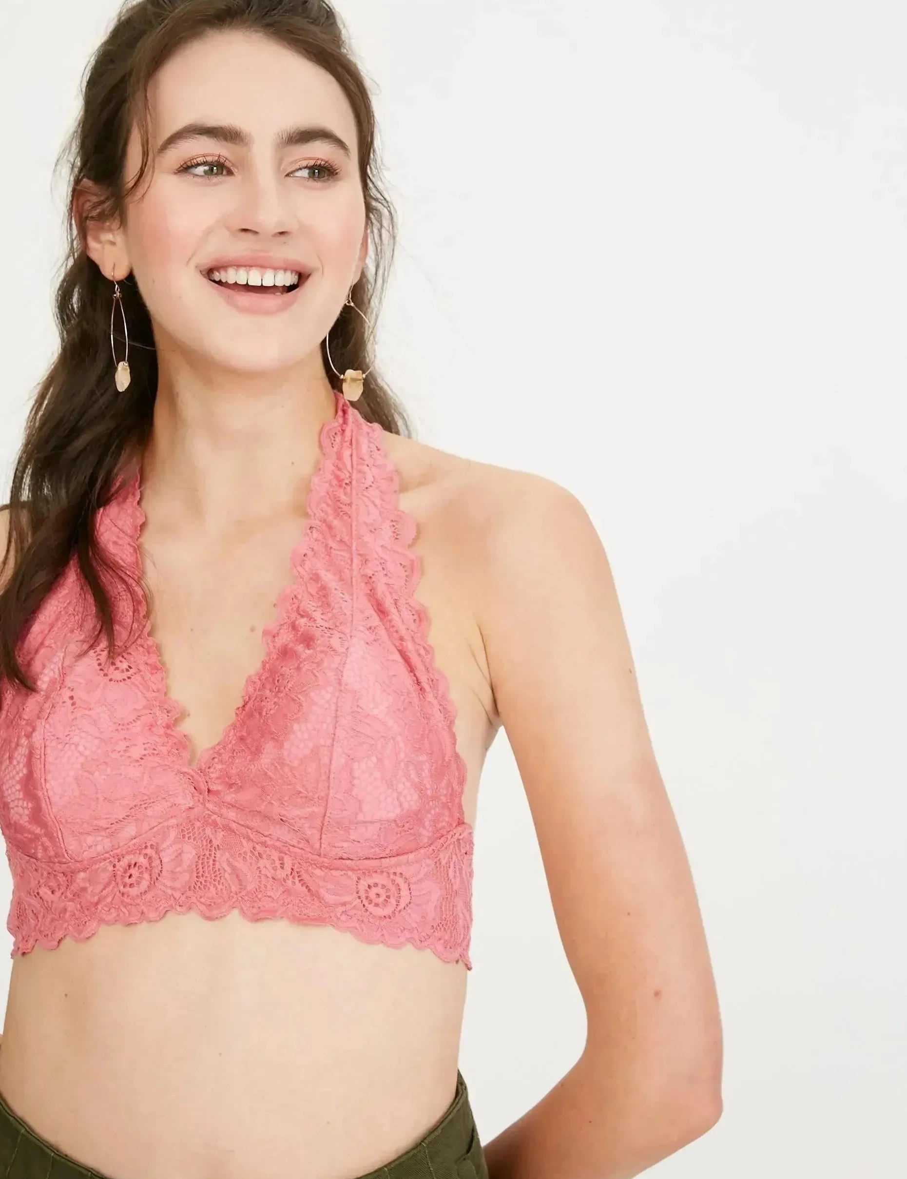 LISTICLE Removable Pad Floral Lace Halter Neck Bralette - Rapture Rose on Simply Obsessed