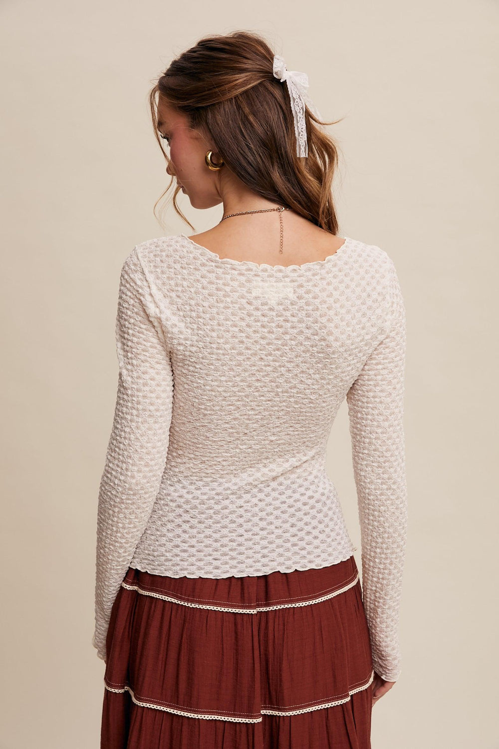 LISTICLE Ruched Textured Long Sleeve Top on Simply Obsessed