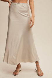 LISTICLE Satin Midi Slip Skirt - DOVE on Simply Obsessed