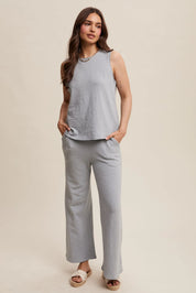 LISTICLE Soft Knit Tank and Sweatpant Set - SLATE BLUE on Simply Obsessed