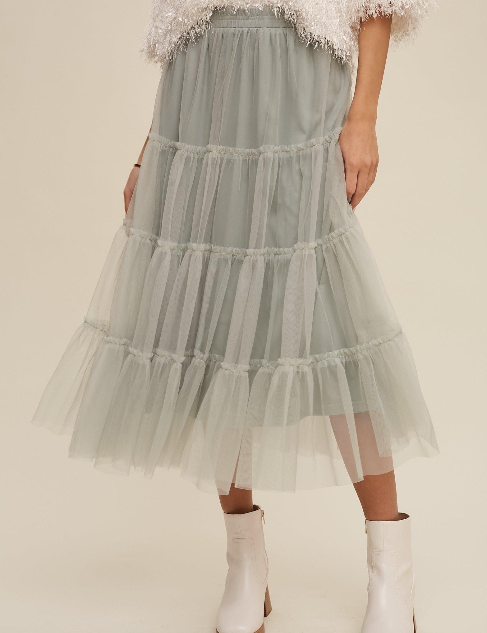 LISTICLE Tiered Mesh Flouncy Skirt on Simply Obsessed