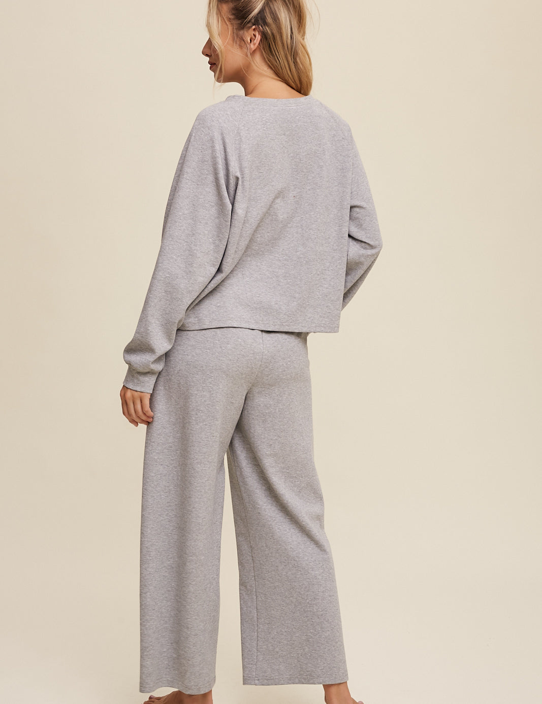 LISTICLE V-Neck Stretchy Sweat Set - HEATHER GREY on Simply Obsessed