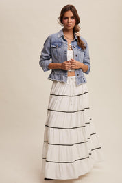 LISTICLE White Tiered Bohemian Maxi Skirt - WHITE on Simply Obsessed