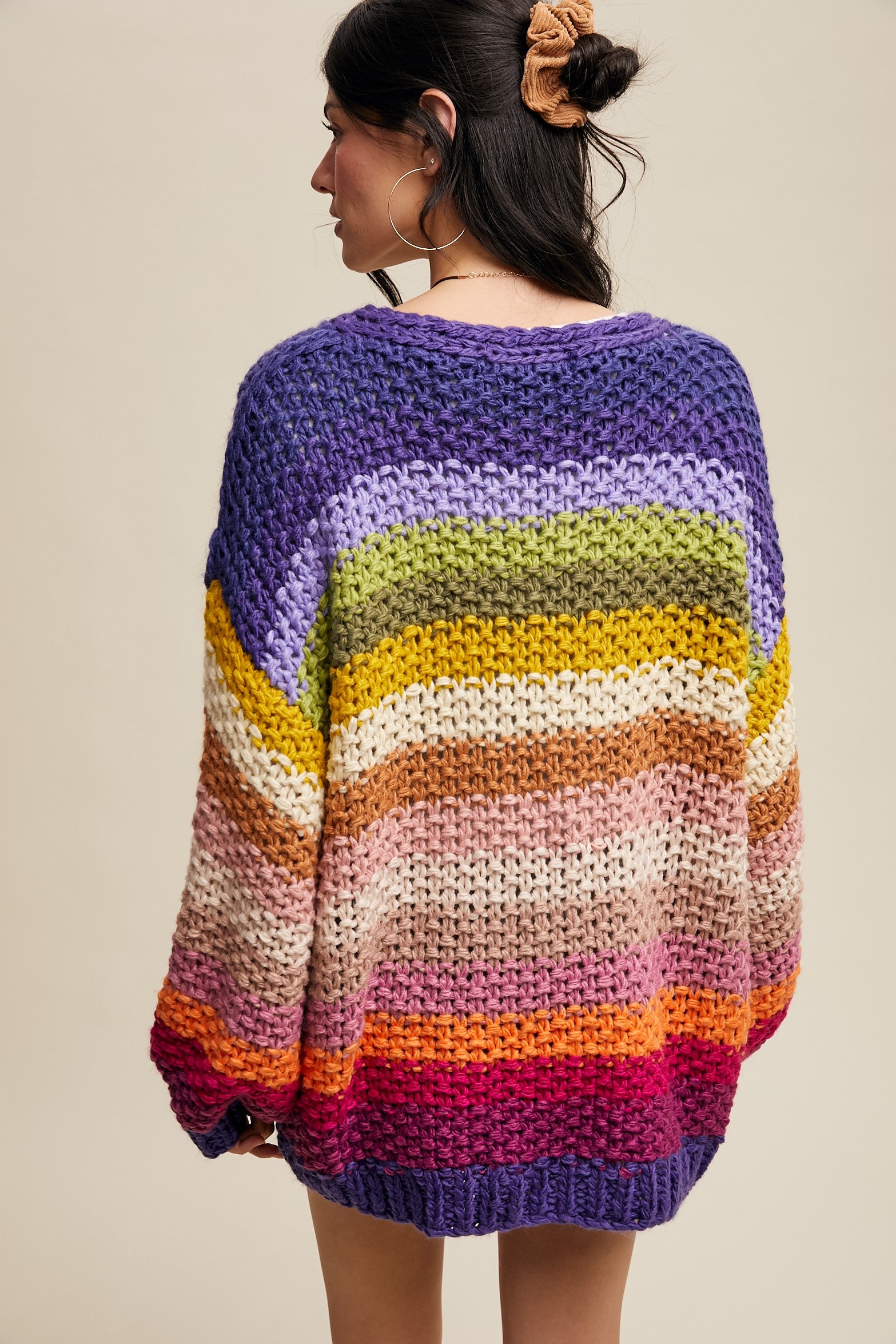 LISTICLE Hand Crochet Colorful Cardigan