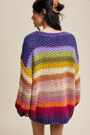 LISTICLE Hand Crochet Colorful Cardigan