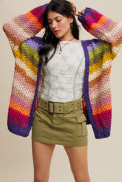 LISTICLE Hand Crochet Colorful Cardigan