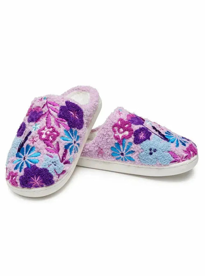 LIVING ROYAL Purple Bloom Slippers on Simply Obsessed