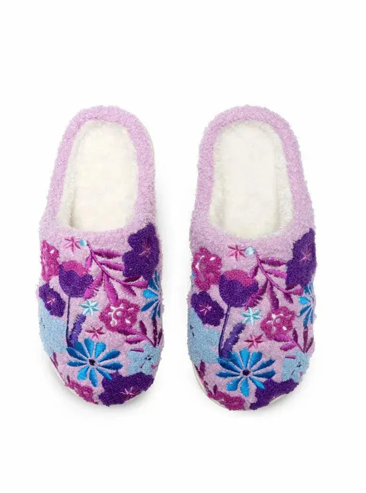 LIVING ROYAL Purple Bloom Slippers on Simply Obsessed