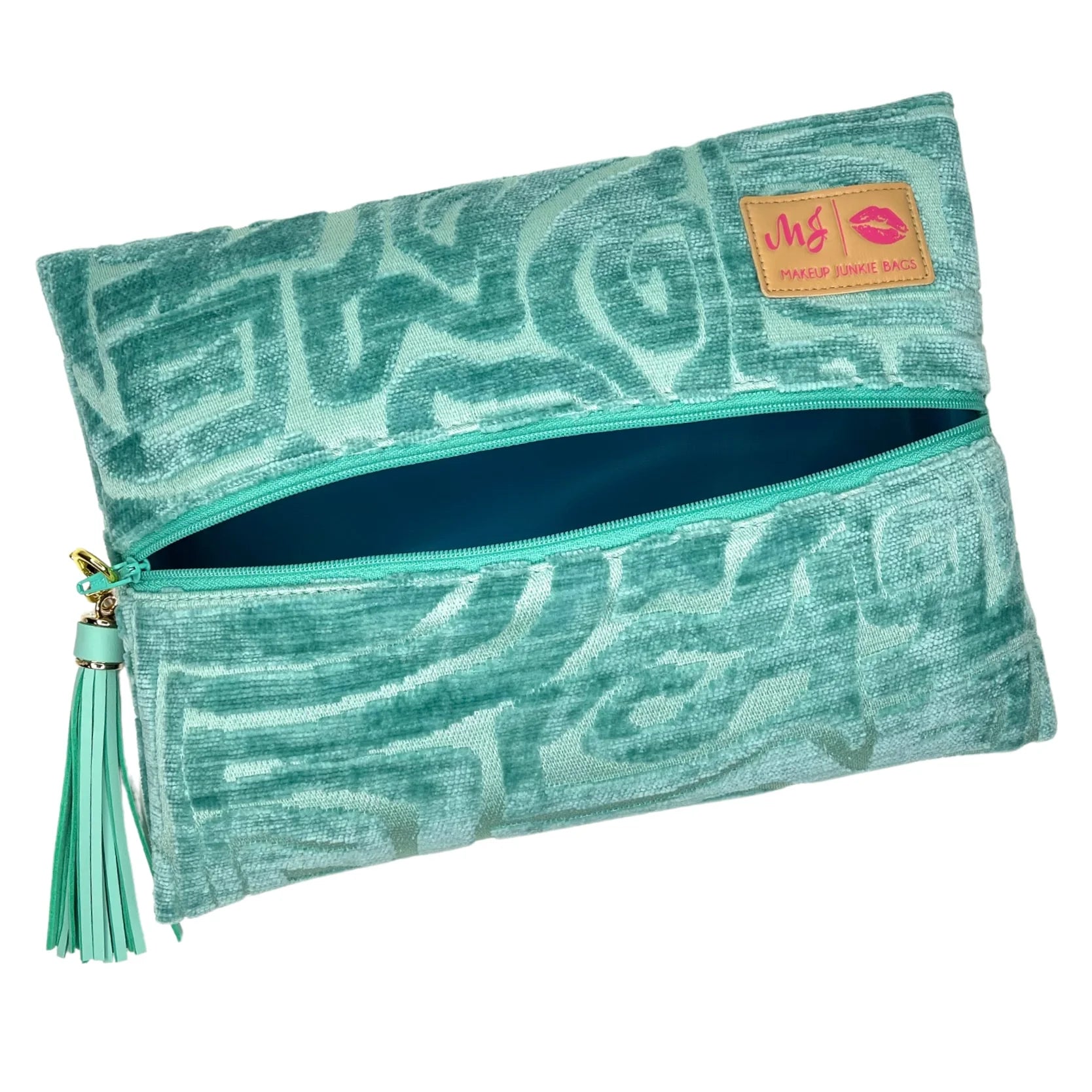 MAKEUP JUNKIE Amaze Turquoise Bags on Simply Obsessed