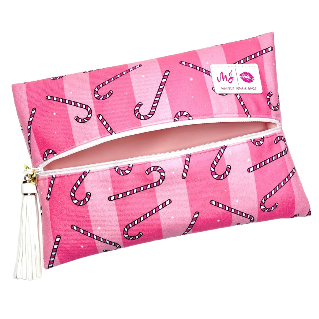 MAKEUP JUNKIE Candy Cane Makeup Bag on Simply Obsessed