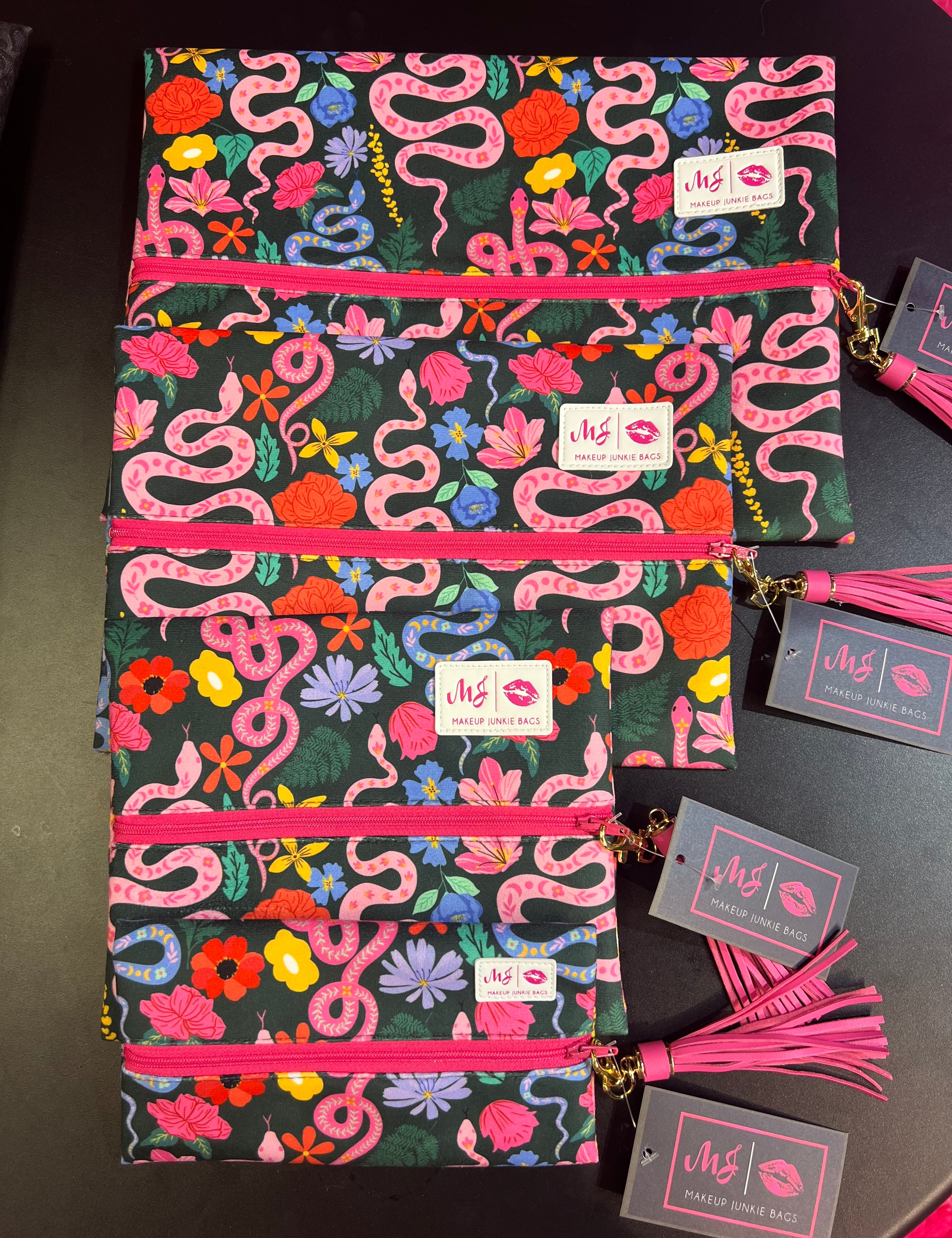 MAKEUP JUNKIE Floral Snake Makeup Bag on Simply Obsessed