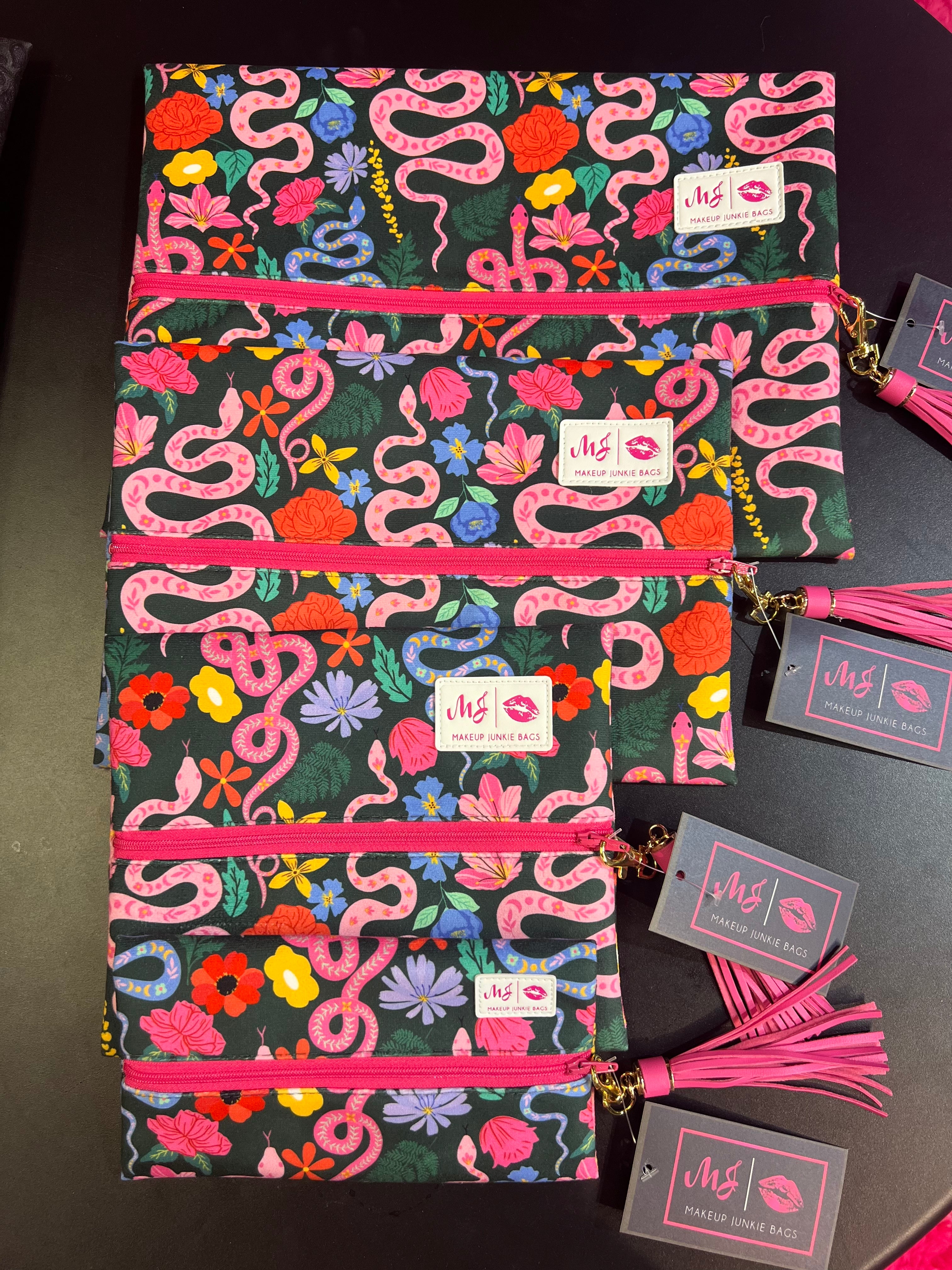 MAKEUP JUNKIE Floral Snake Makeup Bag on Simply Obsessed
