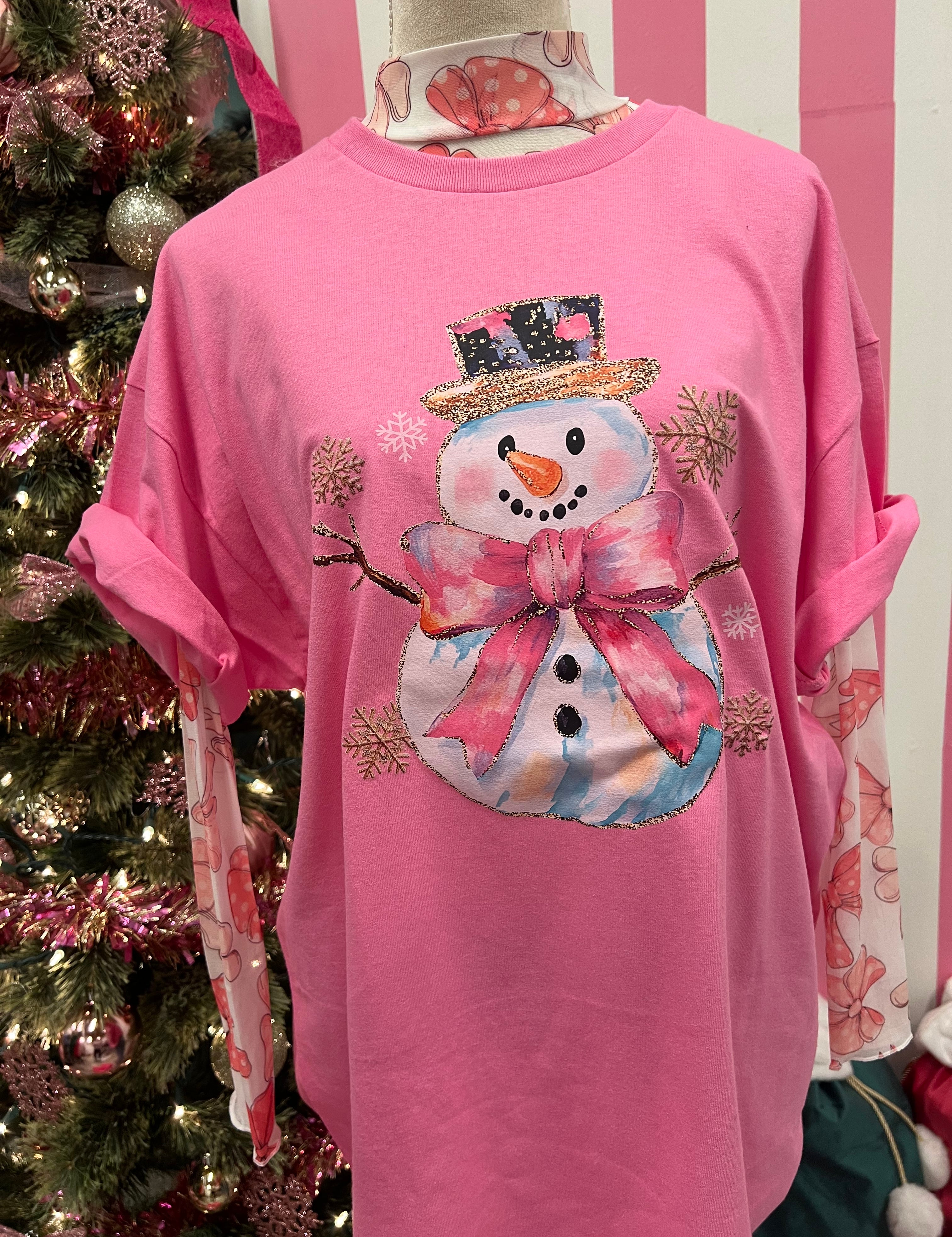 MALIBU HIPPIE Bow Snowman Tee on Simply Obsessed