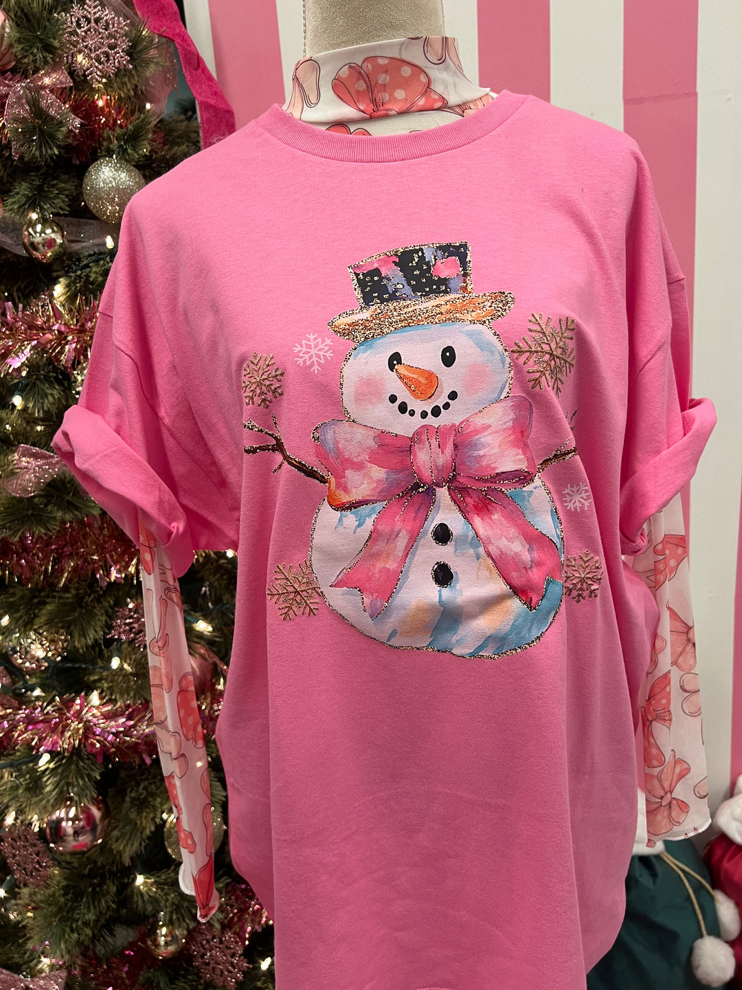 MALIBU HIPPIE Bow Snowman Tee on Simply Obsessed