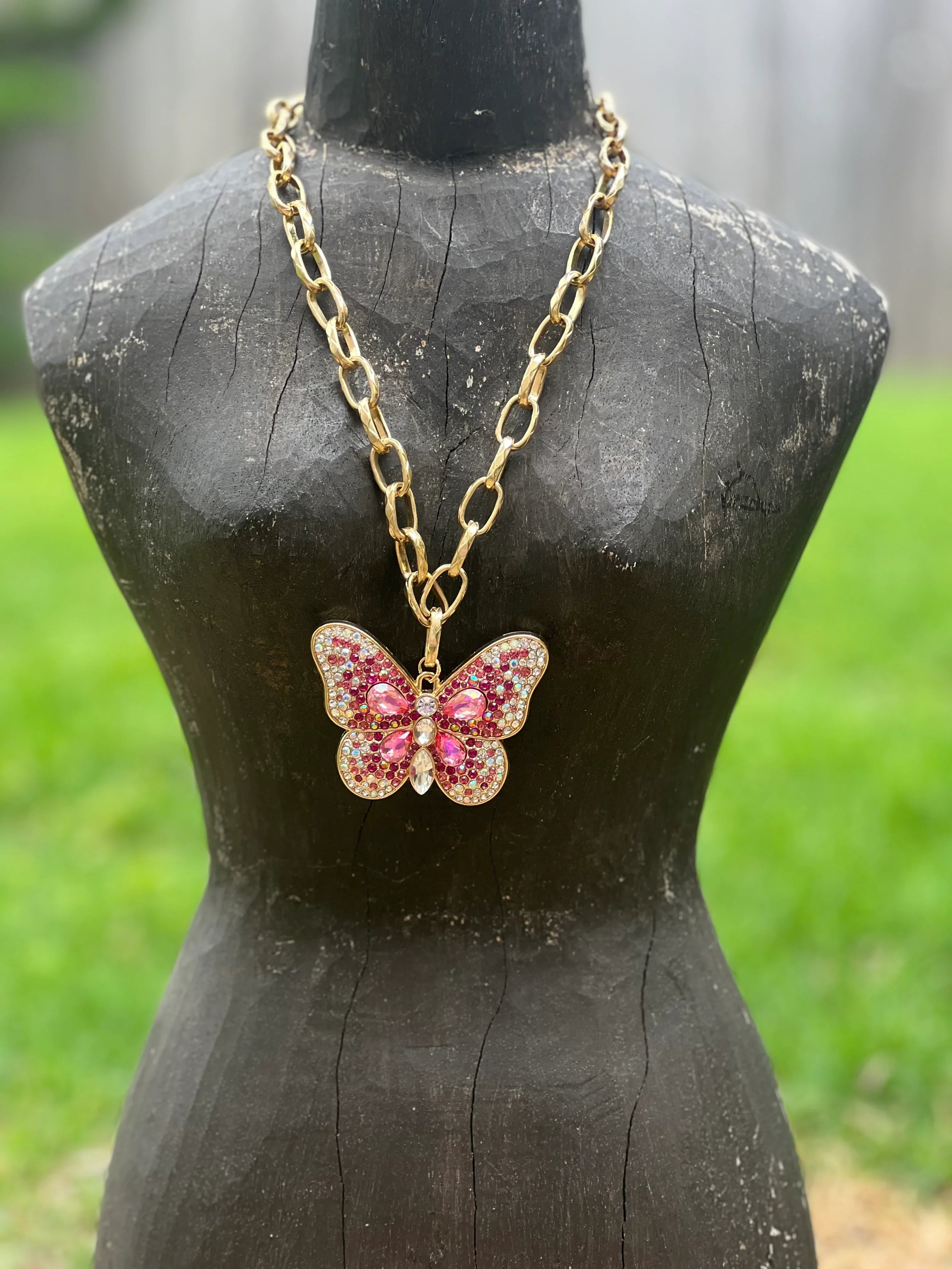 MALIBU HIPPIE Chunky Bling Butterfly Necklace on Simply Obsessed