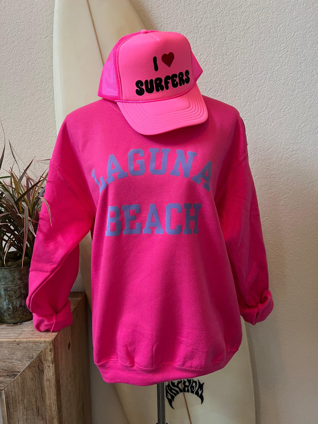MALIBU HIPPIE: Hot Pink Felted Laguna Beach Sweatshirt on Simply Obsessed