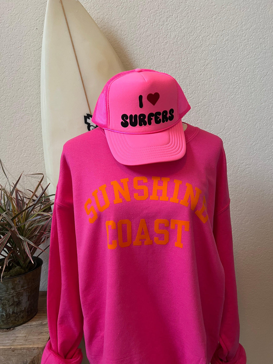 MALIBU HIPPIE: Hot Pink Felted Sunshine Coast Sweatshirt on Simply Obsessed