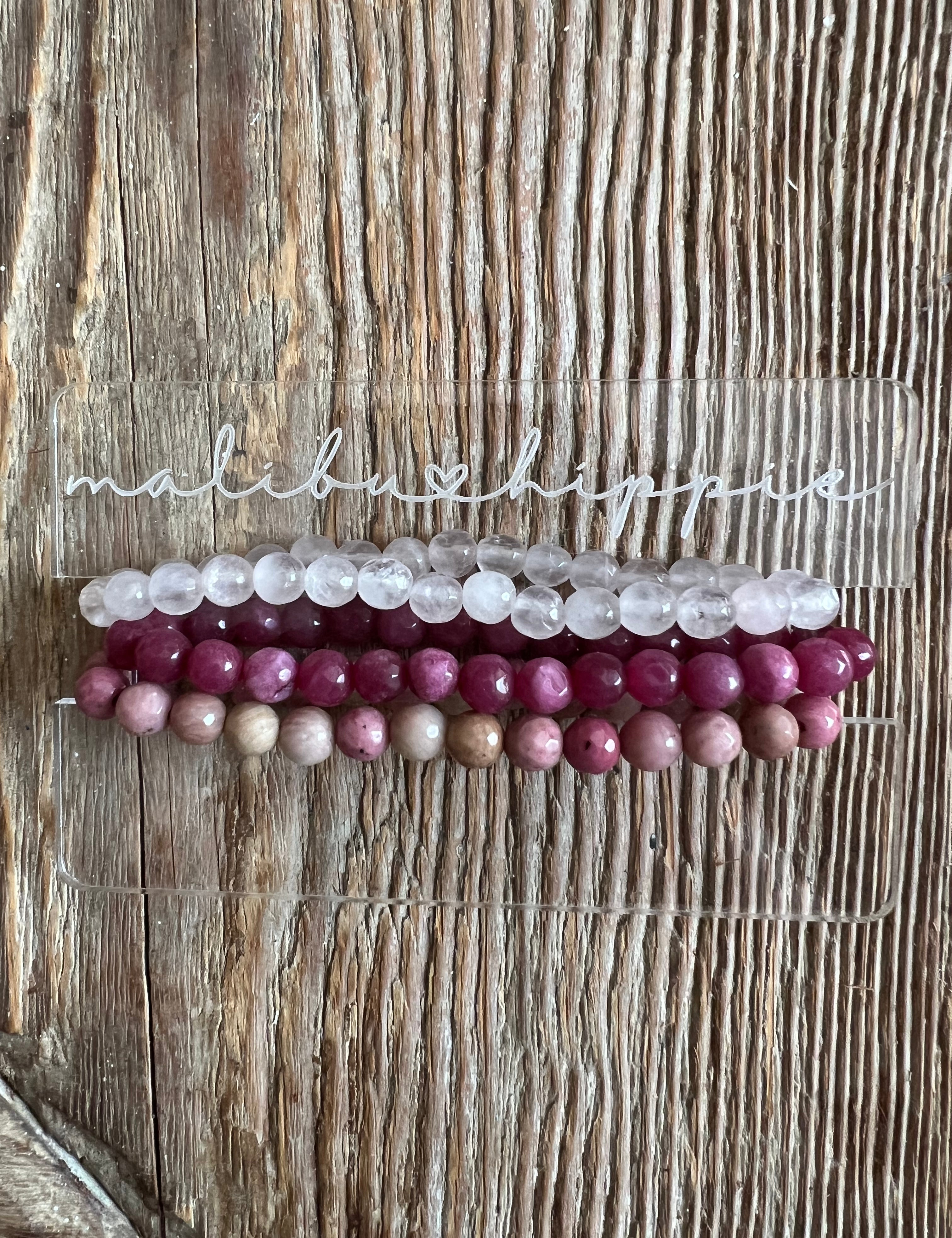 MALIBU HIPPIE Pink Stones Bracelet Stack on Simply Obsessed
