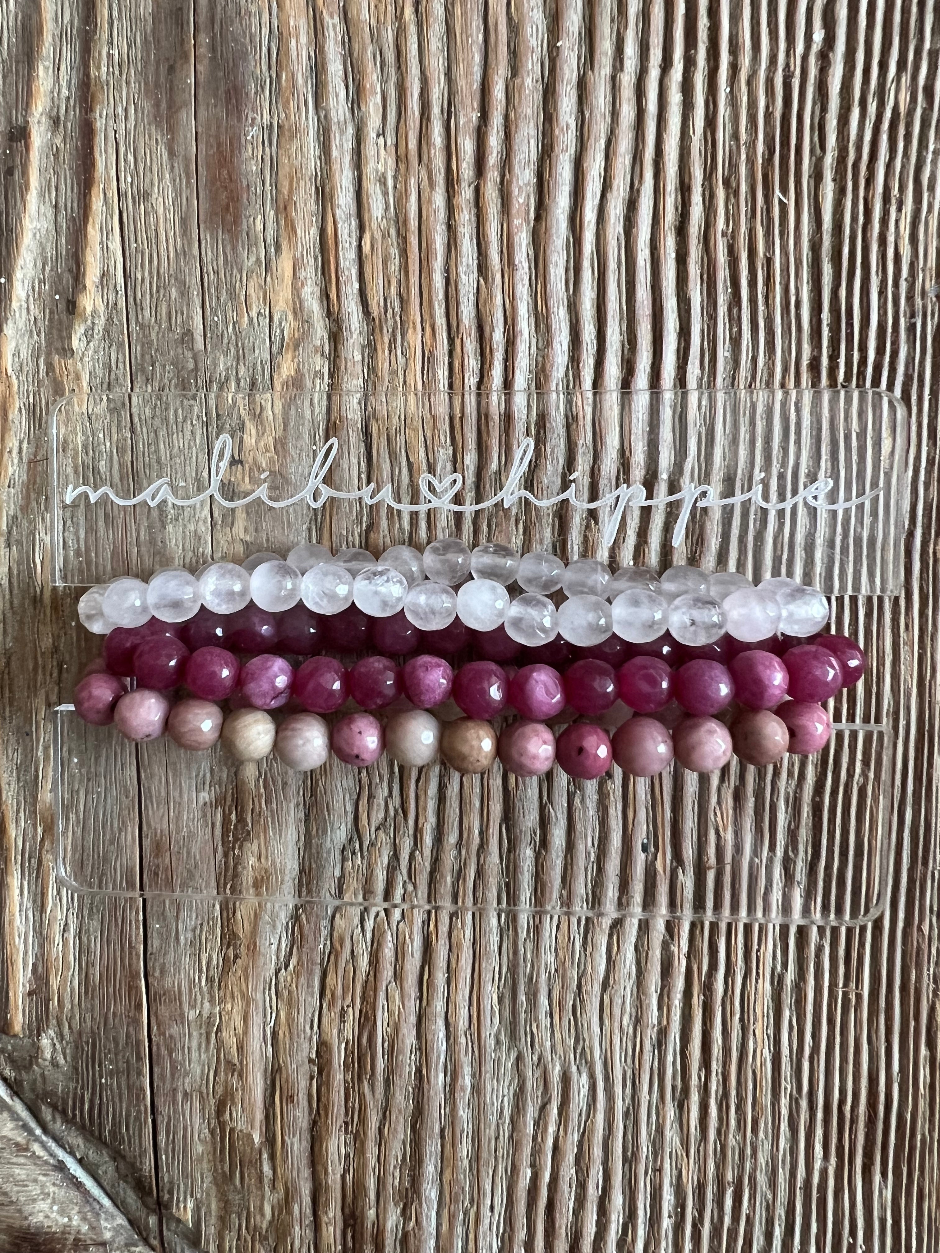 MALIBU HIPPIE Pink Stones Bracelet Stack on Simply Obsessed