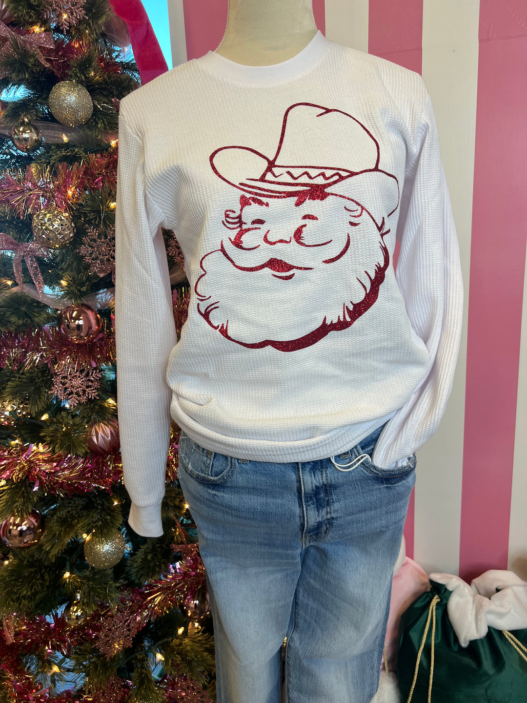 MALIBU HIPPIE Red Glitter Santa Thermal on Simply Obsessed