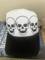 MALIBU HIPPIE Triple Glitter Skull Checkered Trucker Hat on Simply Obsessed