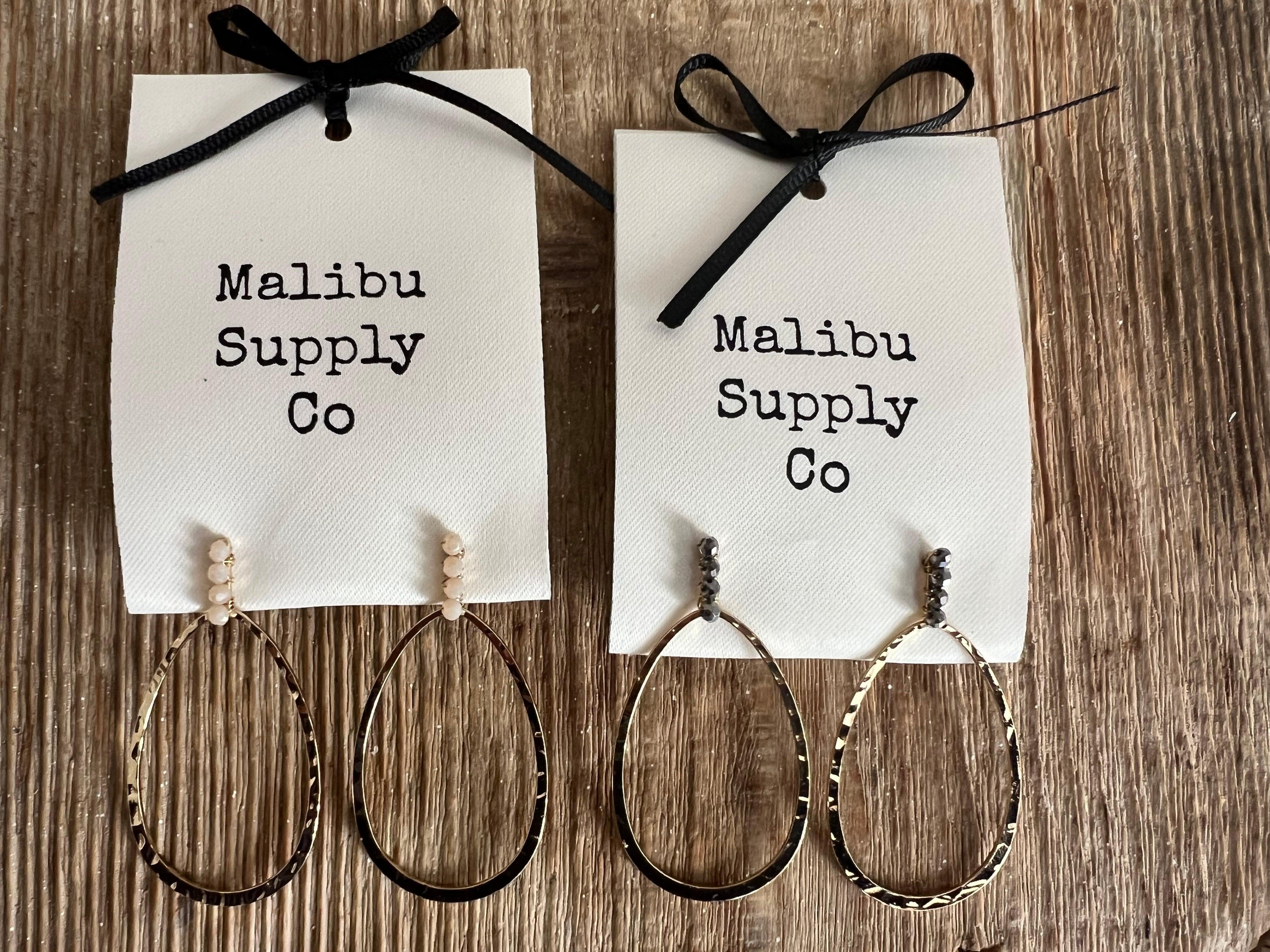 MALIBU SUPPLY CO Oval Hoops w/ Beaded Post on Simply Obsessed