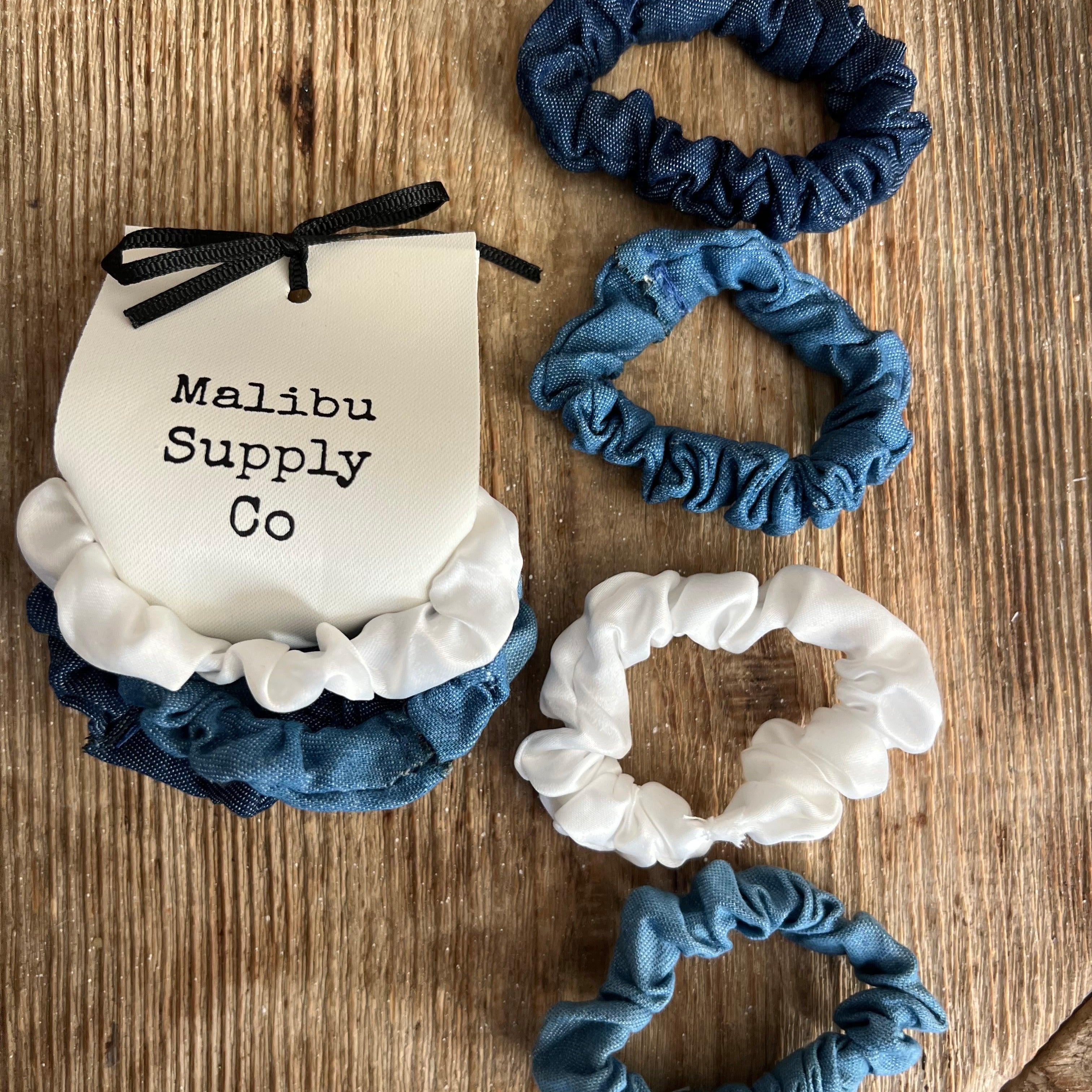 MALIBU SUPPLY CO Set of 4 Denim Ponytail Holders on Simply Obsessed