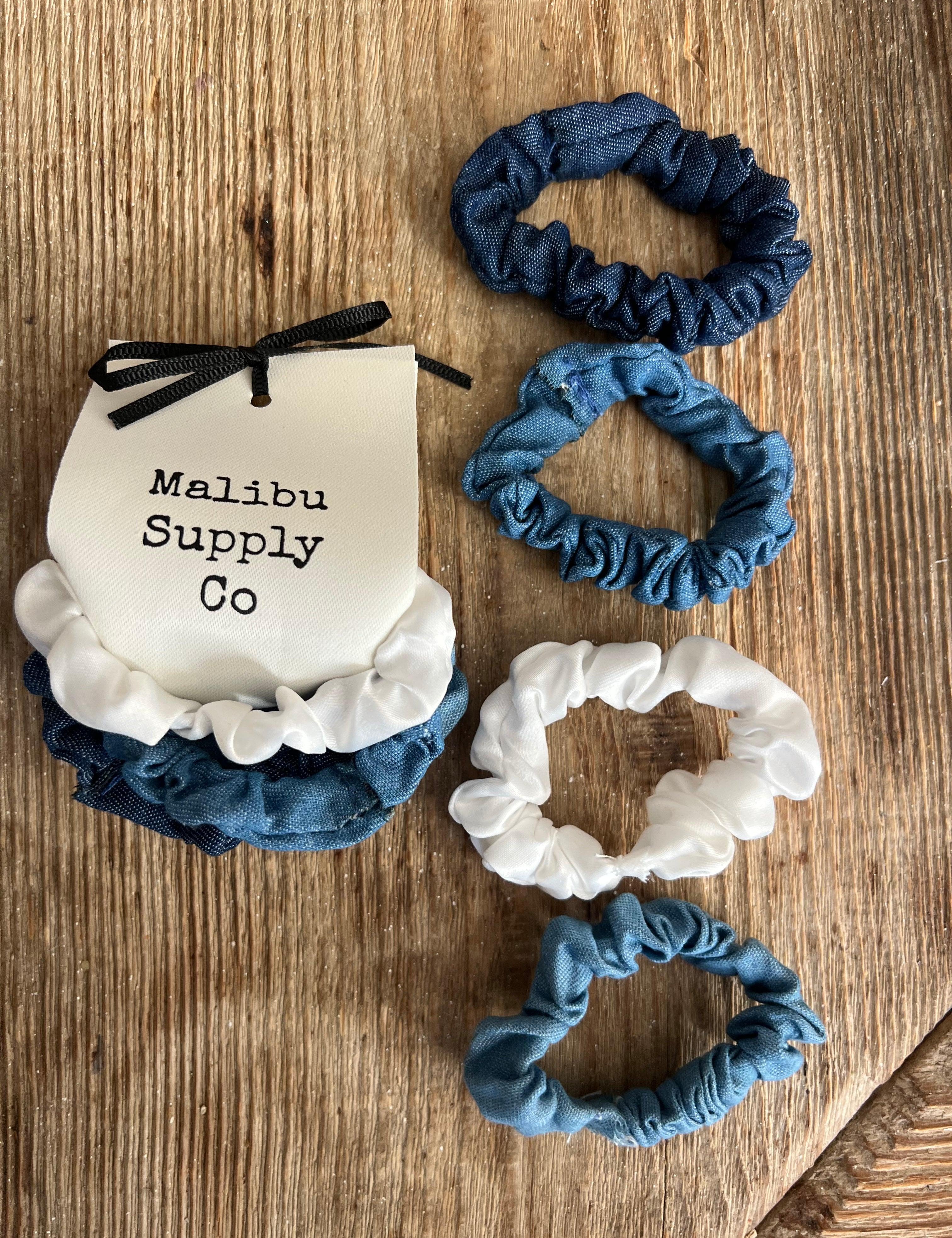 MALIBU SUPPLY CO Set of 4 Denim Ponytail Holders on Simply Obsessed