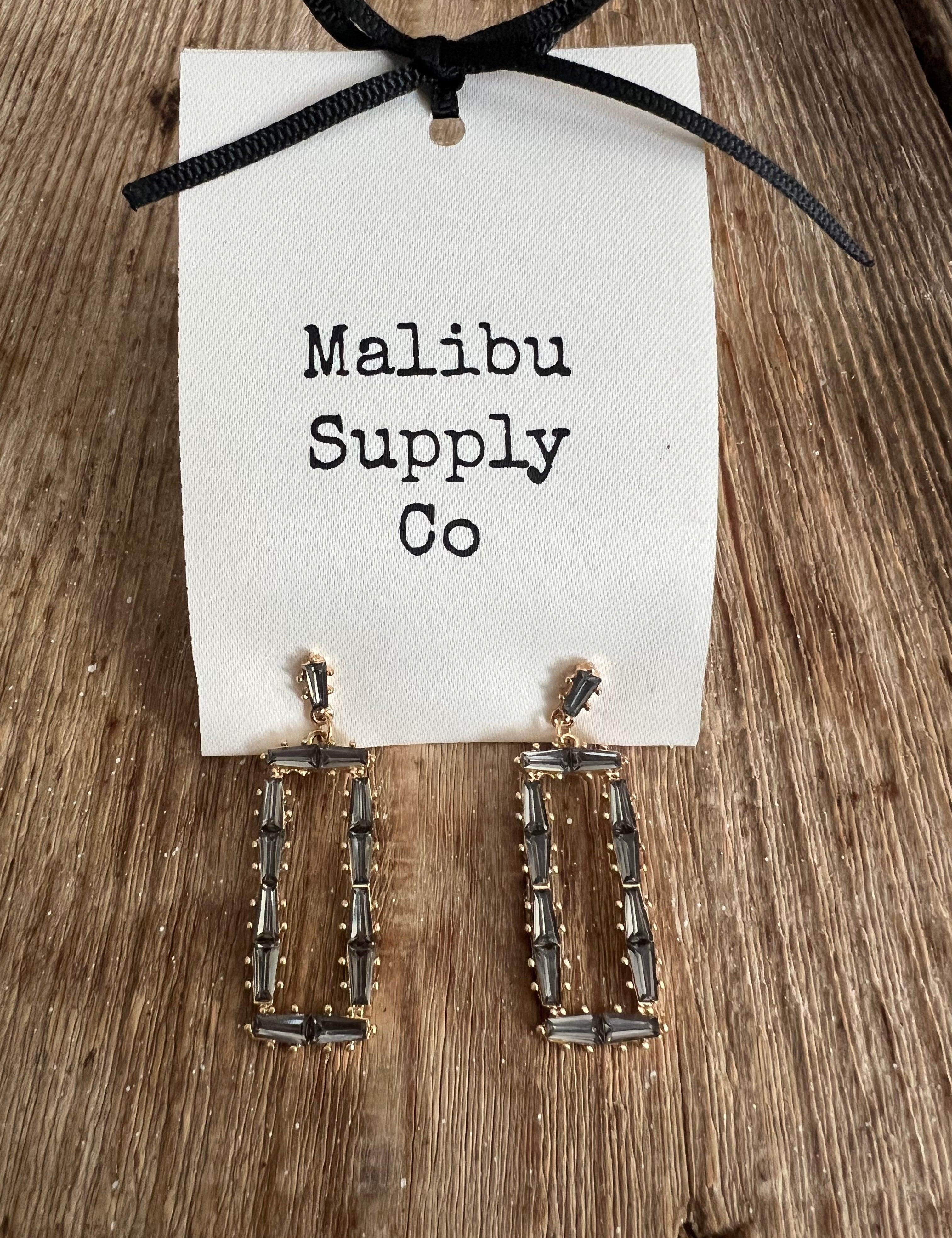 MALIBU SUPPLY CO Smoky Grey Gemstone Post Earrings on Simply Obsessed