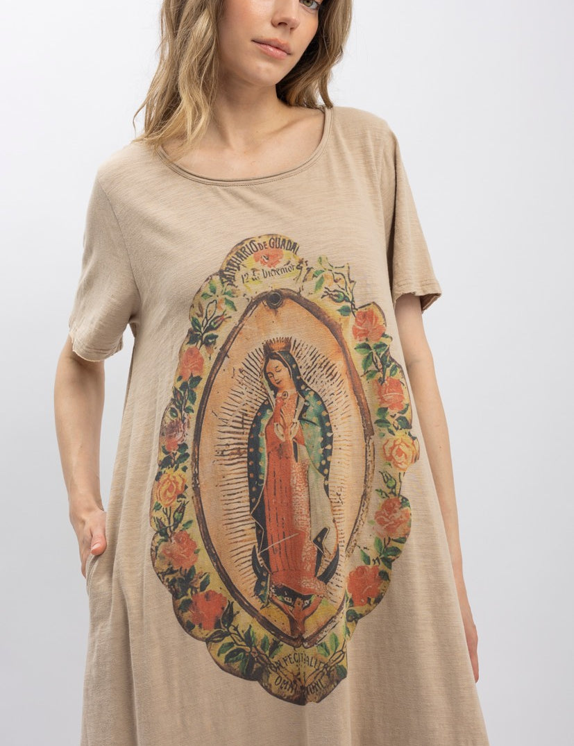 BLUE VELVET Virgin Mary Print Long Dress **VEGAS LIVES** on Simply Obsessed