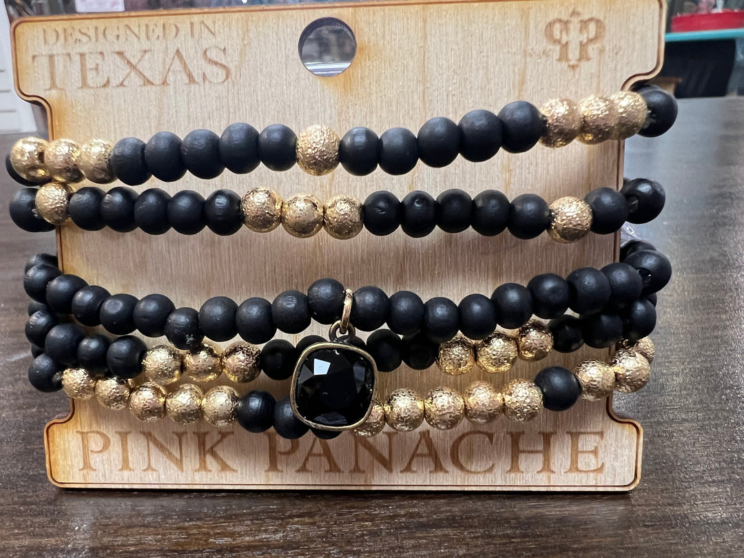 Matte Black/Gold Bracelet Stack on Simply Obsessed