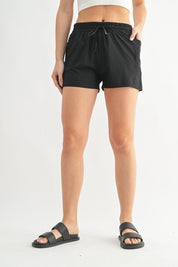MONO B Drawstring Pocket Shorts - BLACK on Simply Obsessed
