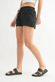 MONO B Drawstring Pocket Shorts - BLACK on Simply Obsessed