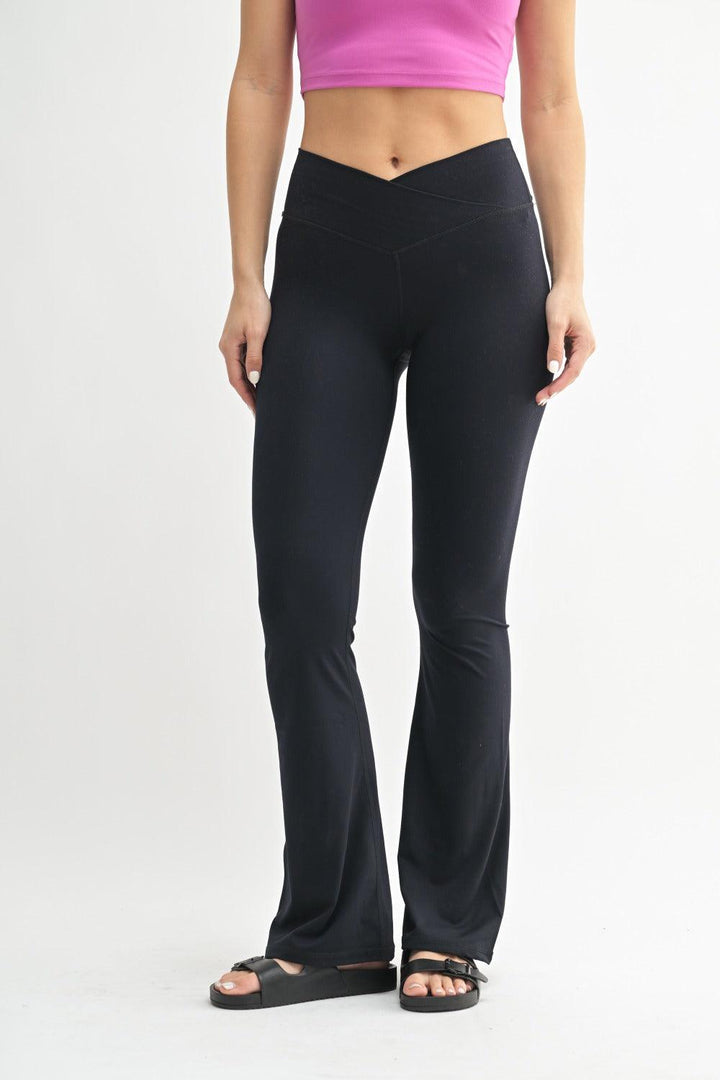 MONO B Flare Cross Leggings on Simply Obsessed