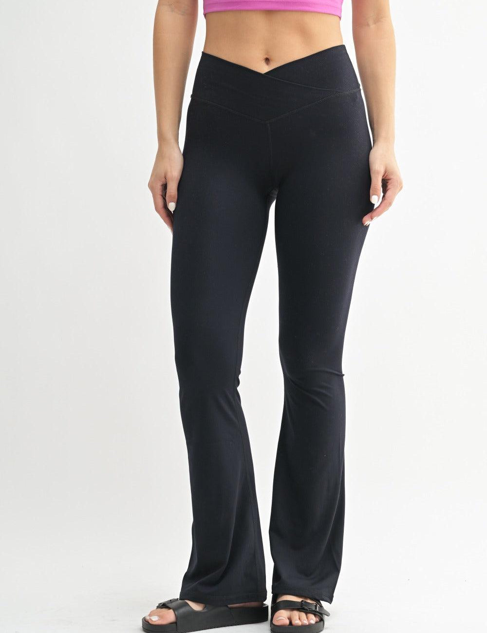 MONO B Flare Cross Leggings on Simply Obsessed