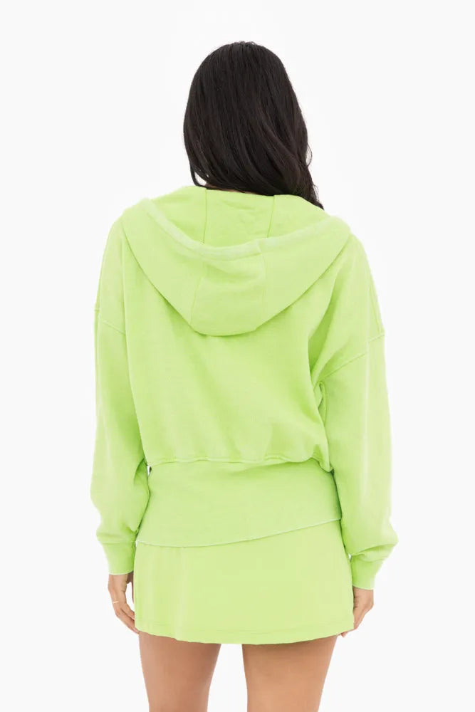 MONO B Fleece Hoodie w/ Tapered Sleeves - GREEN GLOW on Simply Obsessed
