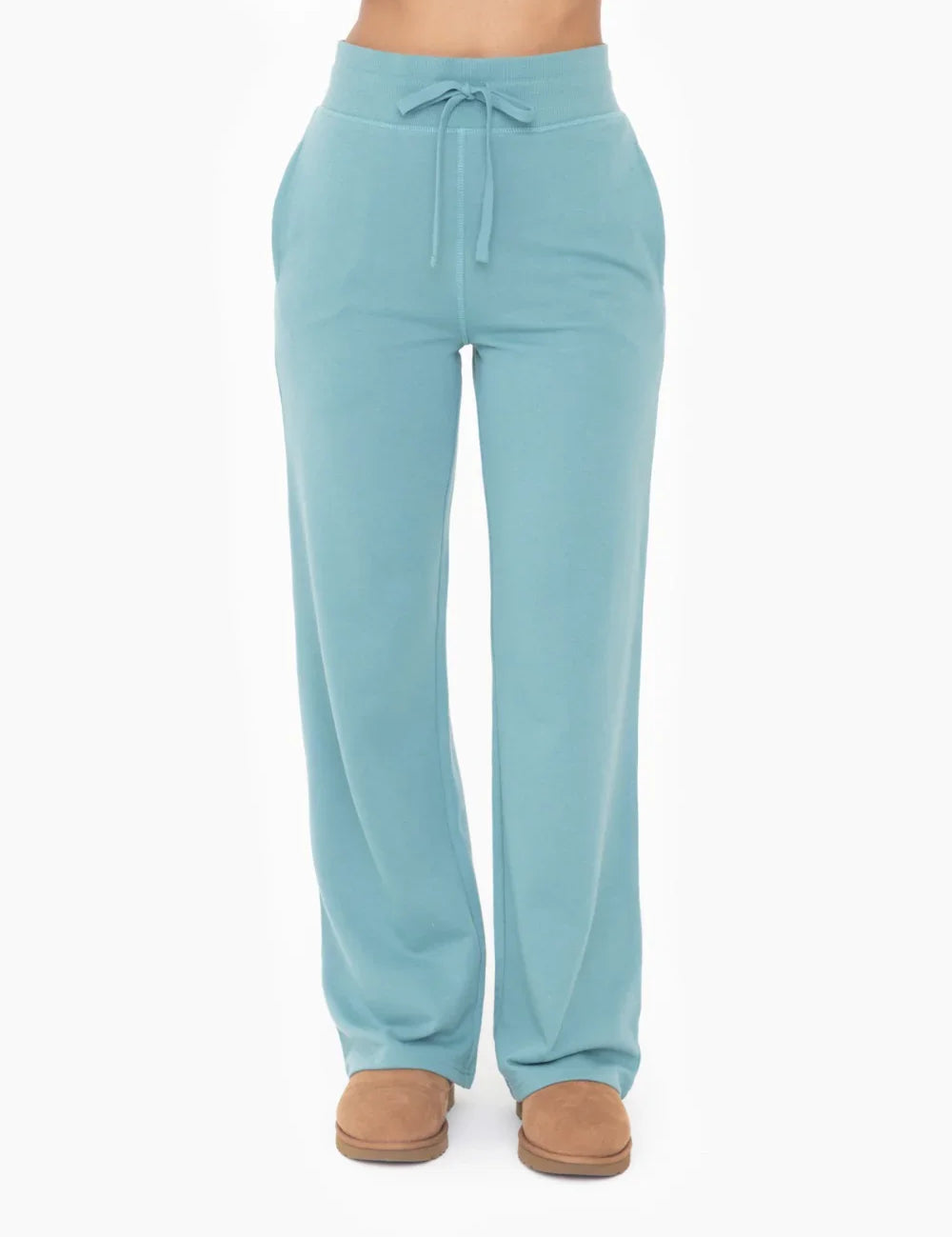 MONO B French Terry Sweatpants - GREY TEAL on Simply Obsessed