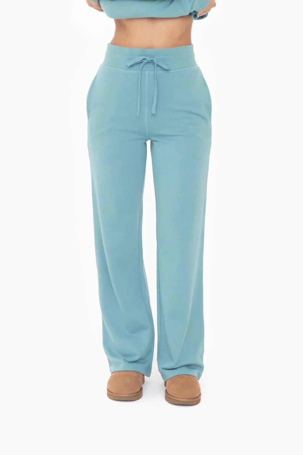 MONO B French Terry Sweatpants - GREY TEAL on Simply Obsessed