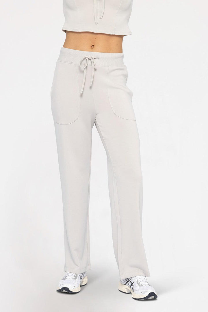 MONO B Silky Smooth Drawstring Pants - PALE GREY on Simply Obsessed