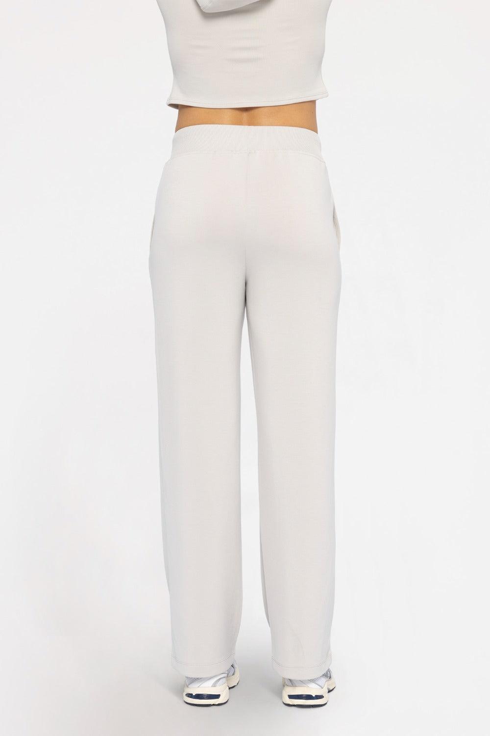 MONO B Silky Smooth Drawstring Pants - PALE GREY on Simply Obsessed